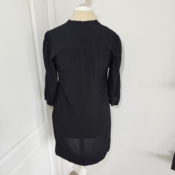 Maeve Size 2 ANTHROPOLOGIE TARYN CREPE SHIFT Dress BLACK SLEEVES 3/4 - Picture 4 of 5
